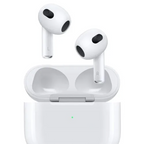 Слушалките Airpods 3, леко извадени от кейса